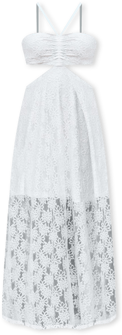 Women's Flirty Finesse White Maxi Beach Dress