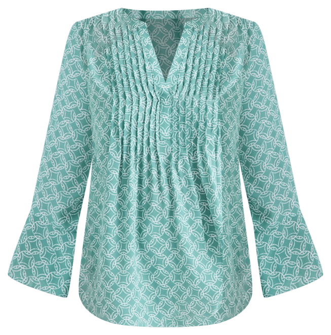 Women's Printed Pintuck Ruffle Sleeve Top, Exclusively at Macy's