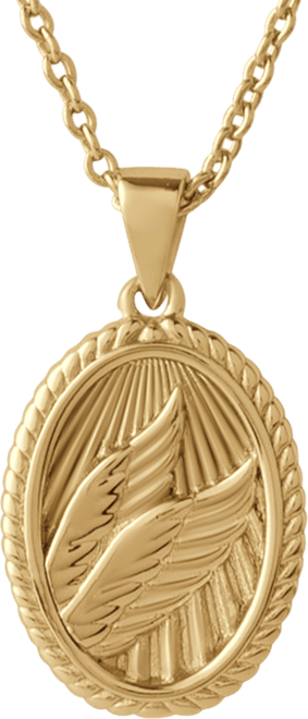 Women's Wings Necklace in Polished 14k Gold Pendant