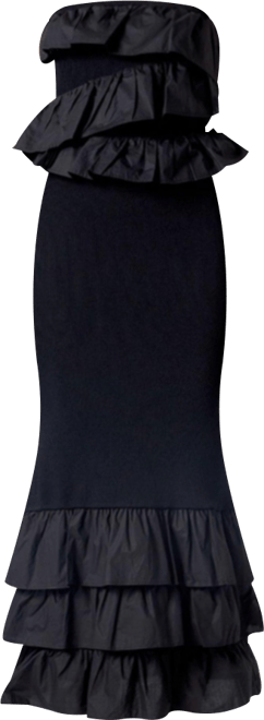 Women's Mixed Media Strapless Fitted Maxi Dress