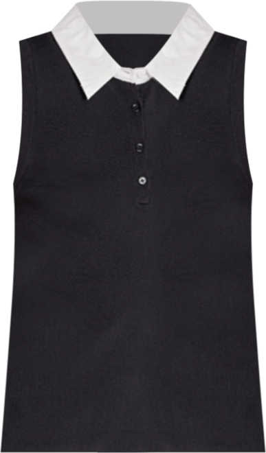 Women's Mixed Media Cotton Polo Mini Dress