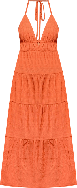 Women's Rust & Roses Orange Maxi Beach Dress