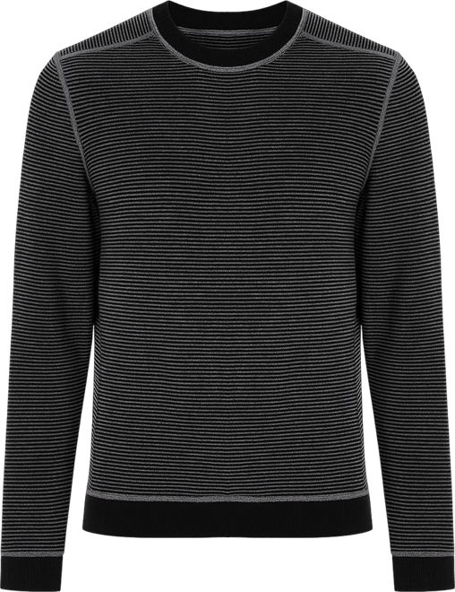 Men's Itch-Free Merino Wool Striped Crewneck Sweater with Soft Inner Lining