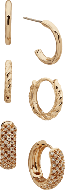 Metal 3-Pc. Set Twist Lattice Hoop Earrings