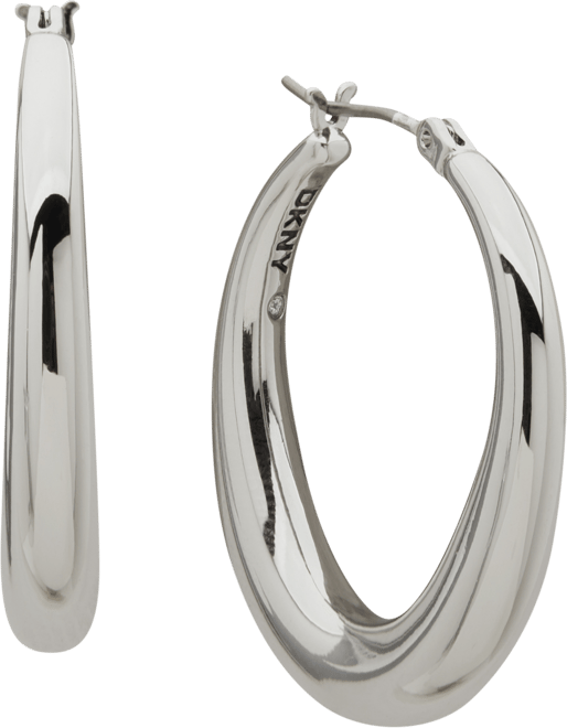 Tapered Rhodium Hoop Earrings