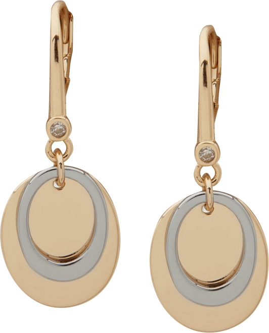 Two-Tone Oval Shaky Crystal Faceted Drop Earrings