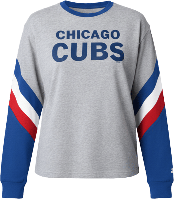 Women's Heather Gray Chicago Cubs Triple A Fashion Color Block Long Sleeve Top