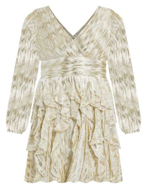 Women's Long Sleeve Ruched Ruffle Mini Dress