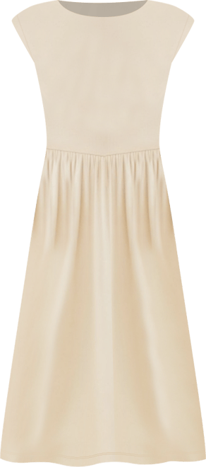 Women's Cap Sleeve Knit Bodice Midi Dress with Pockets