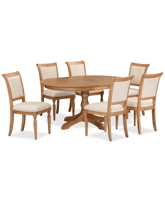 Willowmere 7-Pc. Dining Set (Round Table & 6 Upholstered Chairs) Created for Macy's.