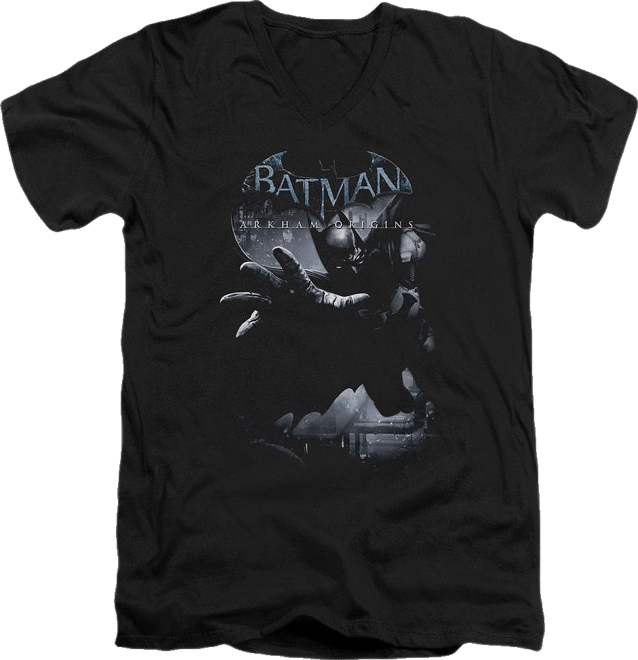 Men's Arkham Origins Out Of The Shadows Short Sleeve Adult V Neck Tee / T-Shirt