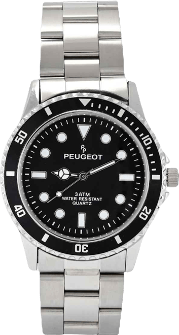 Men's 40mm Black Dial Sport Bezel Stainless Steel Bracelet Watch