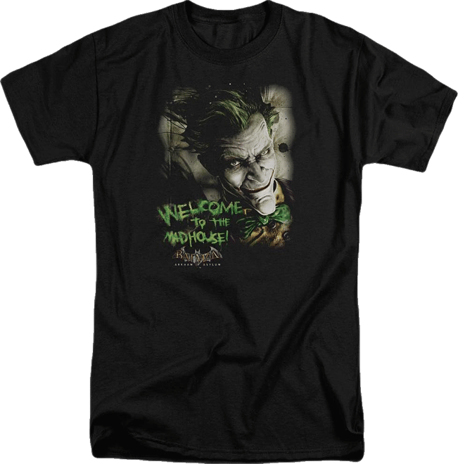 Men's Arkham Asylum Welcome To The Madhouse Short Sleeve Adult Tee / T-Shirt