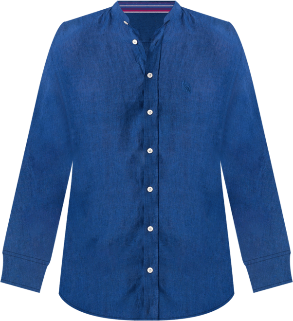 Men's Linen Grandfather Collar Shirt