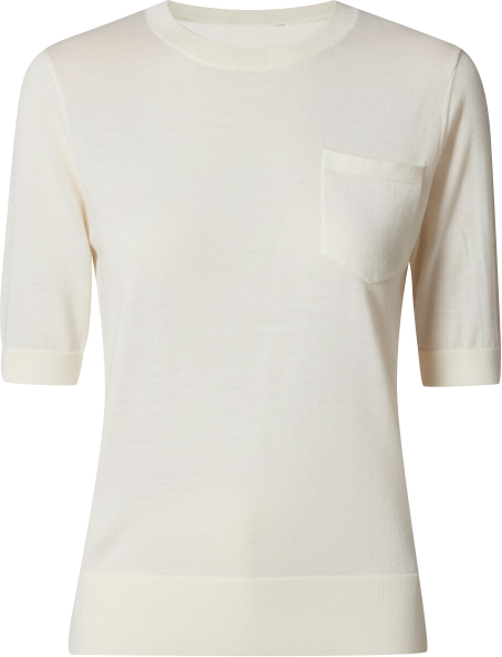 Women's Tissue Weight 75% Merino Wool 25% Silk Crew Neck Short Sleeve T Shirt Sweater | Ultra Soft Machine-Washable Sweaters