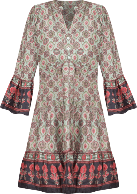 Women's Boho Green Mini Dress