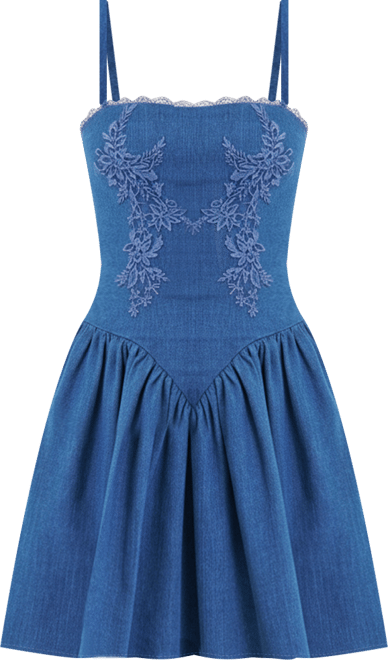 Women's Zafira Cotton Denim Drop Waist Corset Mini Dress