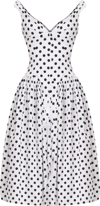 Women's Rahma Polka Dot Drop Waist Midi Cotton Poplin Dress