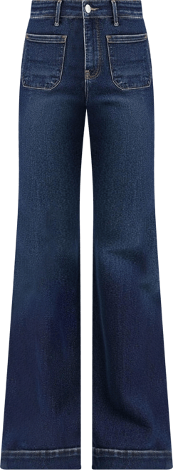 Women's High Waist Flare Front Patch Pocket Jeans