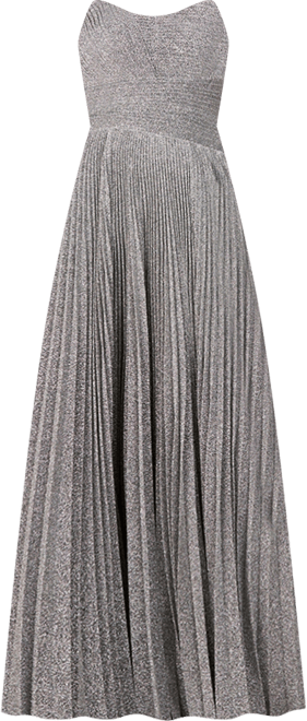 Women's Flowing Pleated, Strapless Dress