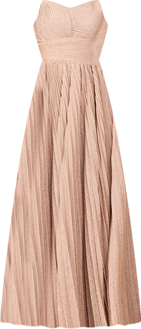 Women's Flowing Pleated, Strapless Dress
