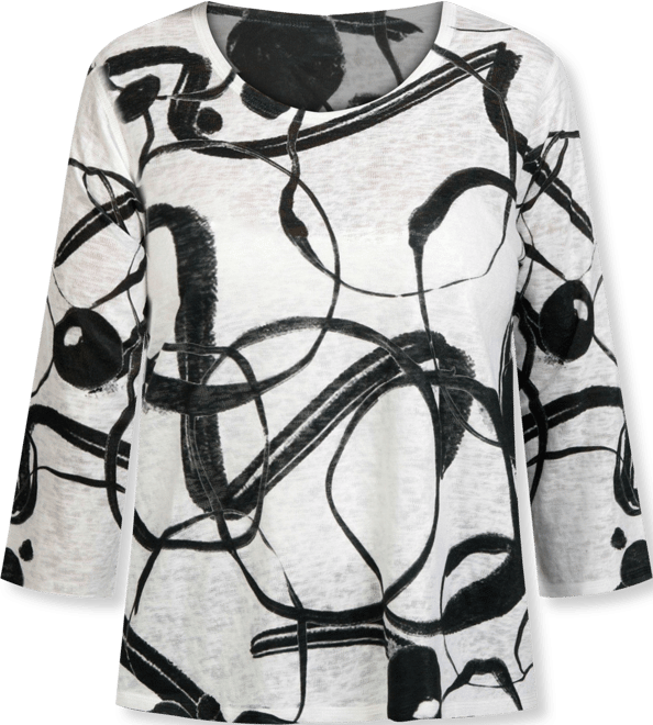 Et Lois Womens 3/4 Sleeve Print Knit Top