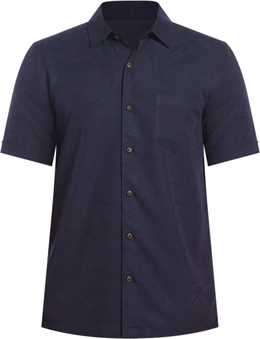 Men's Palm Print Short-Sleeve Button-Down Shirt