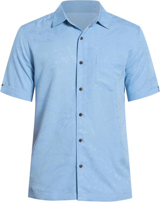 Men's Palm Print Short-Sleeve Button-Down Shirt