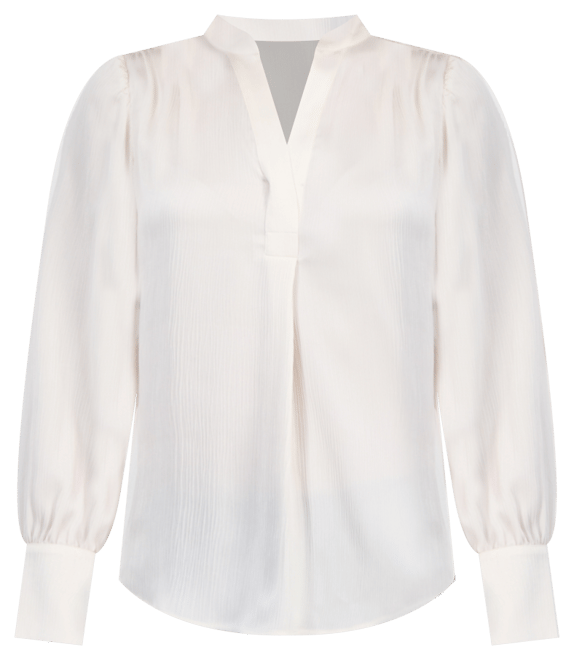 Women's Textured Split-Neck Long-Sleeve Top