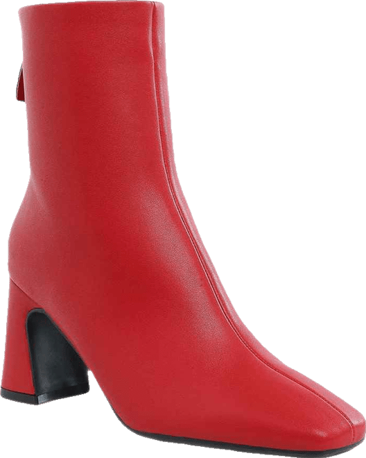 Neapolitan Faux Leather Square Toe Ankle Boots