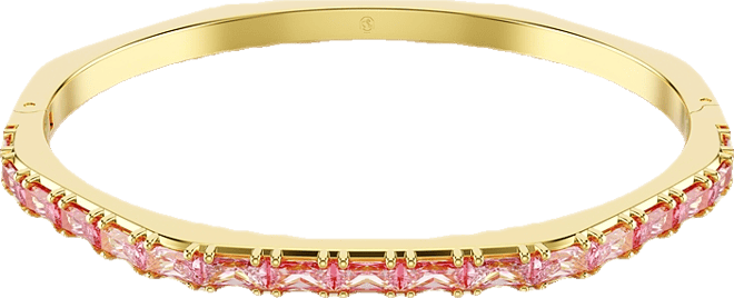 Matrix Baguette Cut Pink Gold-Tone Plated Bangle Bracelet