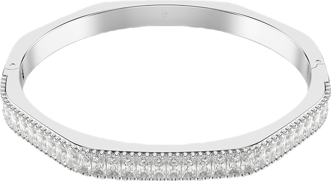 Matrix Baguette Cut White Rhodium Plated Bangle Bracelet