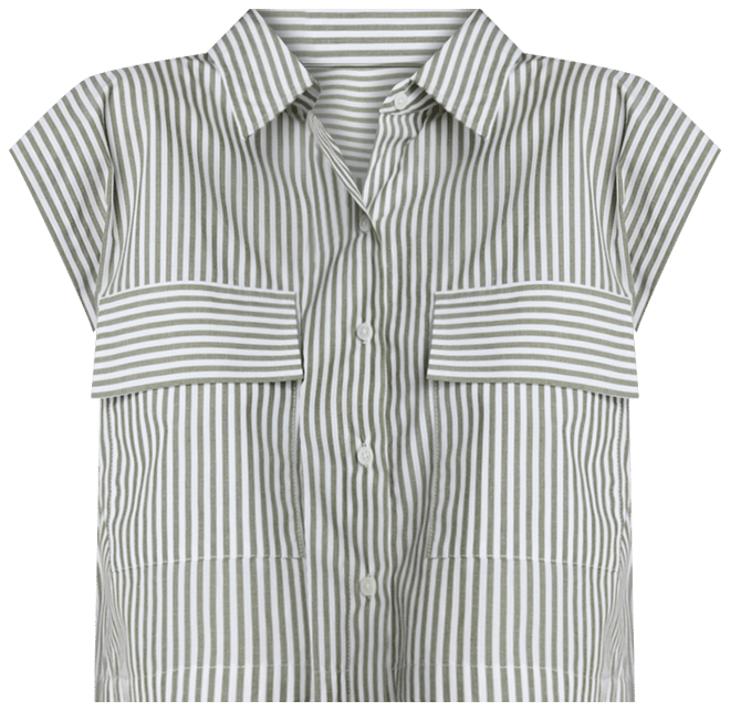 Women's Cotton Striped Cropped Sleeveless Shirt