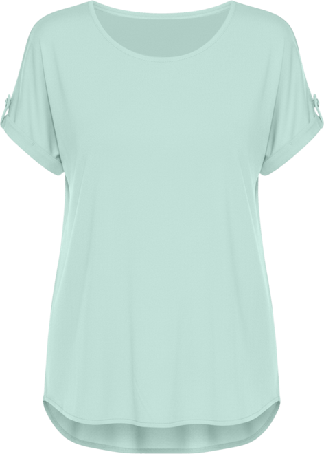 Women's Folded Short Sleeve Solid Top
