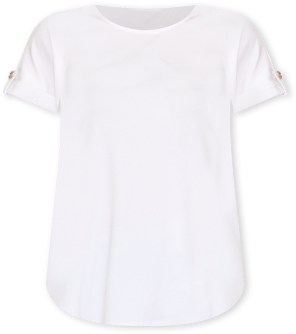 Women's Folded Short Sleeve Solid Top