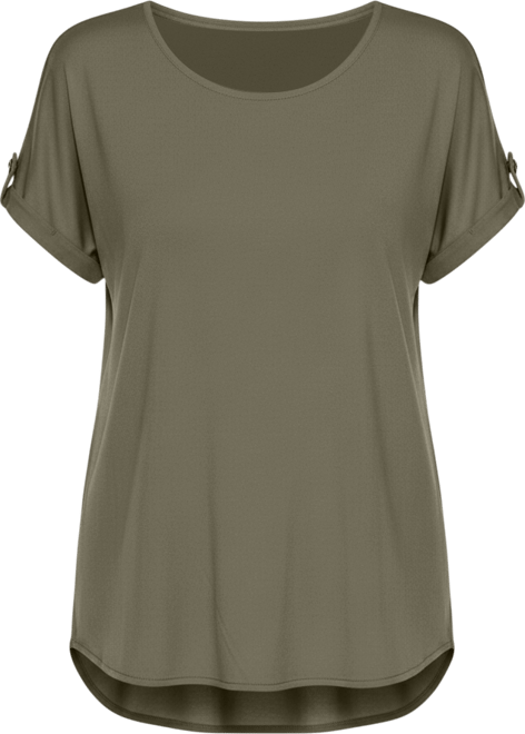 Women's Folded Short Sleeve Solid Top