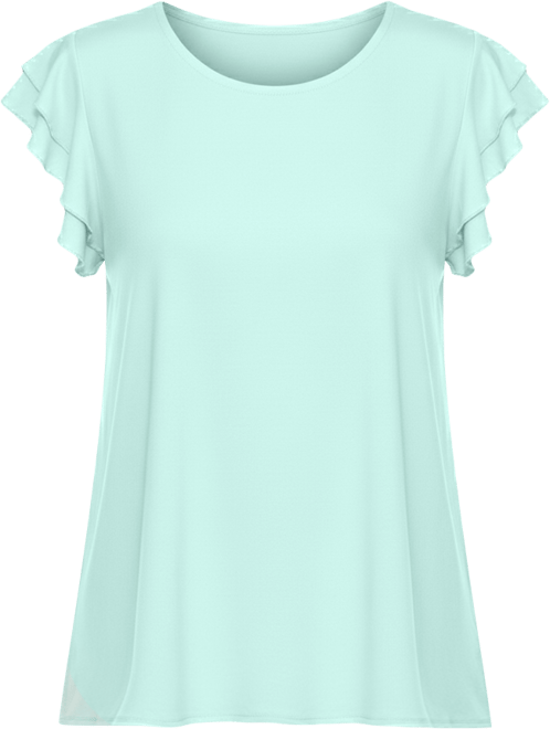 Women's Ruffle Sleeve Solid Top