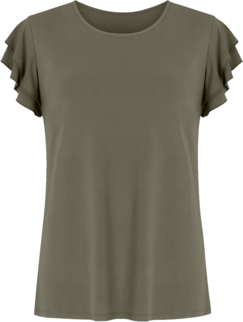 Women's Ruffle Sleeve Solid Top