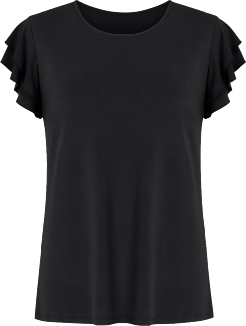 Women's Ruffle Sleeve Solid Top