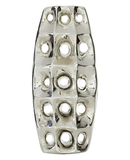 Ceramic 14" Modern Vase with Cut Out Designs