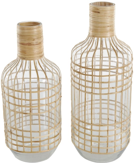 Glass Bohemian Vase, Set of 2