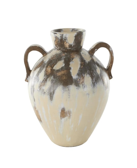 Antique Style Pot Ceramic 15" Vase with Curved Handles