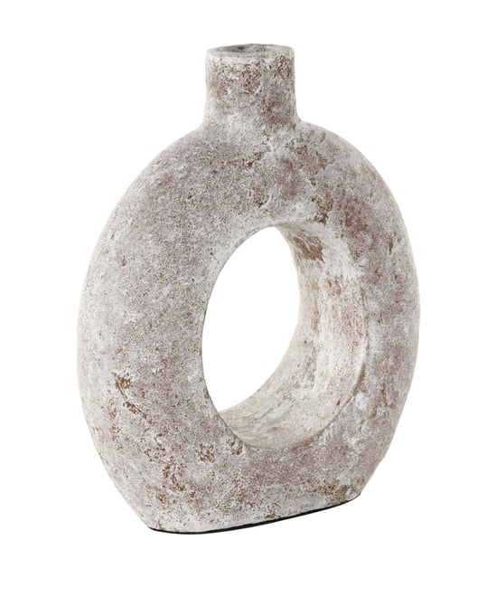 12" Antique Style Donut Textured Ceramic Vase