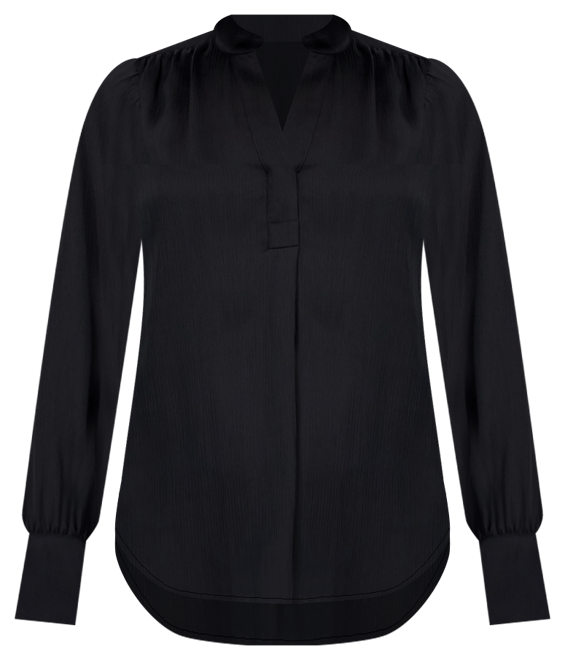 Women's Textured Split-Neck Long-Sleeve Top