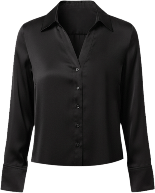 Women's Button Front Satin Blouse
