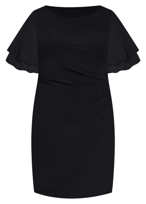 Plus Size Flutter-Sleeve Shirred Dress