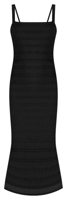 Women's Square Neck Ruffle Lace Midi Dress