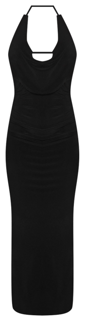 Women's Plunge Neck Cowl Maxi Dress