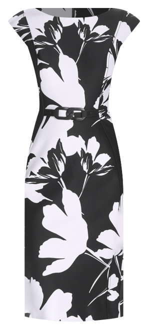 Women's Short-Sleeve Scuba Midi Dress