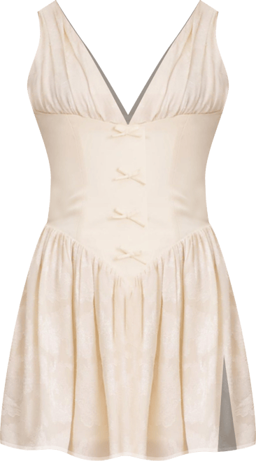 Women's Zahara Off White Jacquard Drop Waist Mini Dress